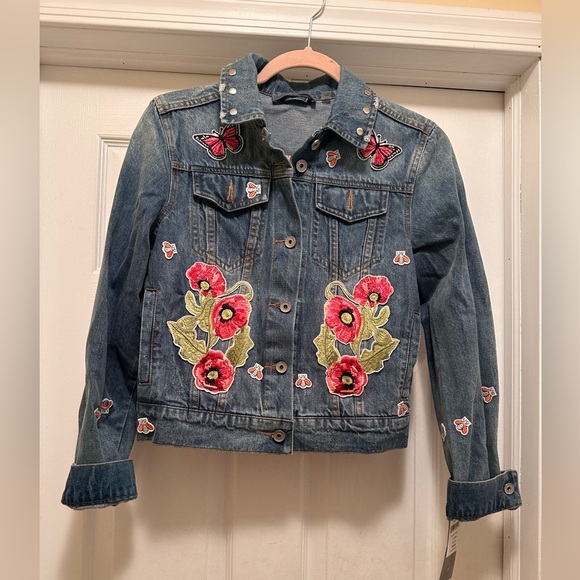 bagatelle Jackets & Blazers - NWT Bagatelle Denim Jacket- Floral and Butterfly Patchwork